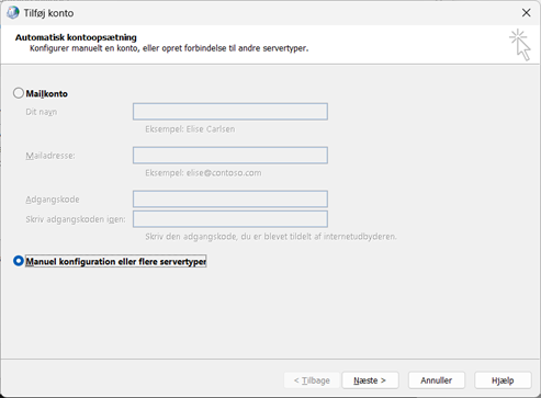 Manuel konfiguration i Outlook