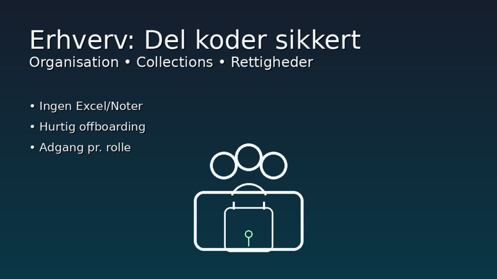 Bitwarden til erhverv: sikker deling af koder med organisation og collections
